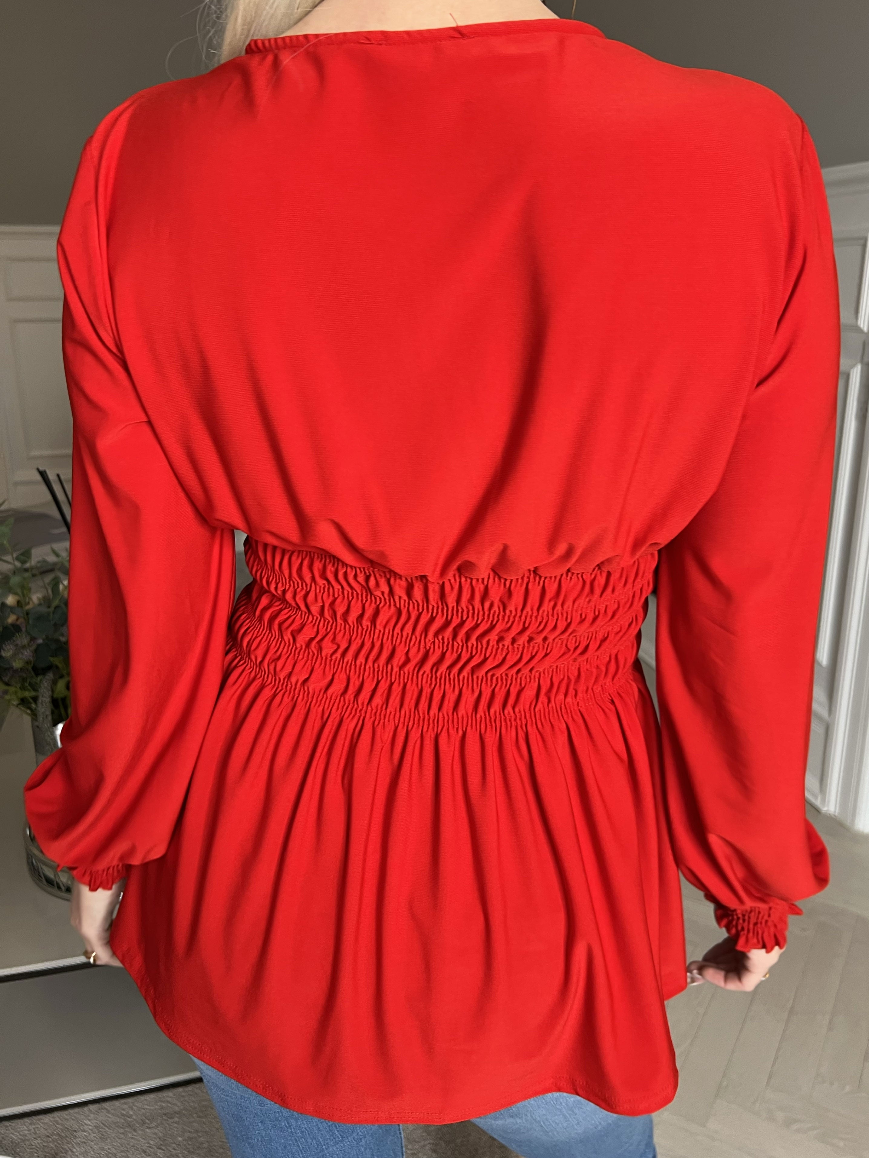 Pams Plain Shirt L/S - Blus i elastiskt tyg med långa ärmar